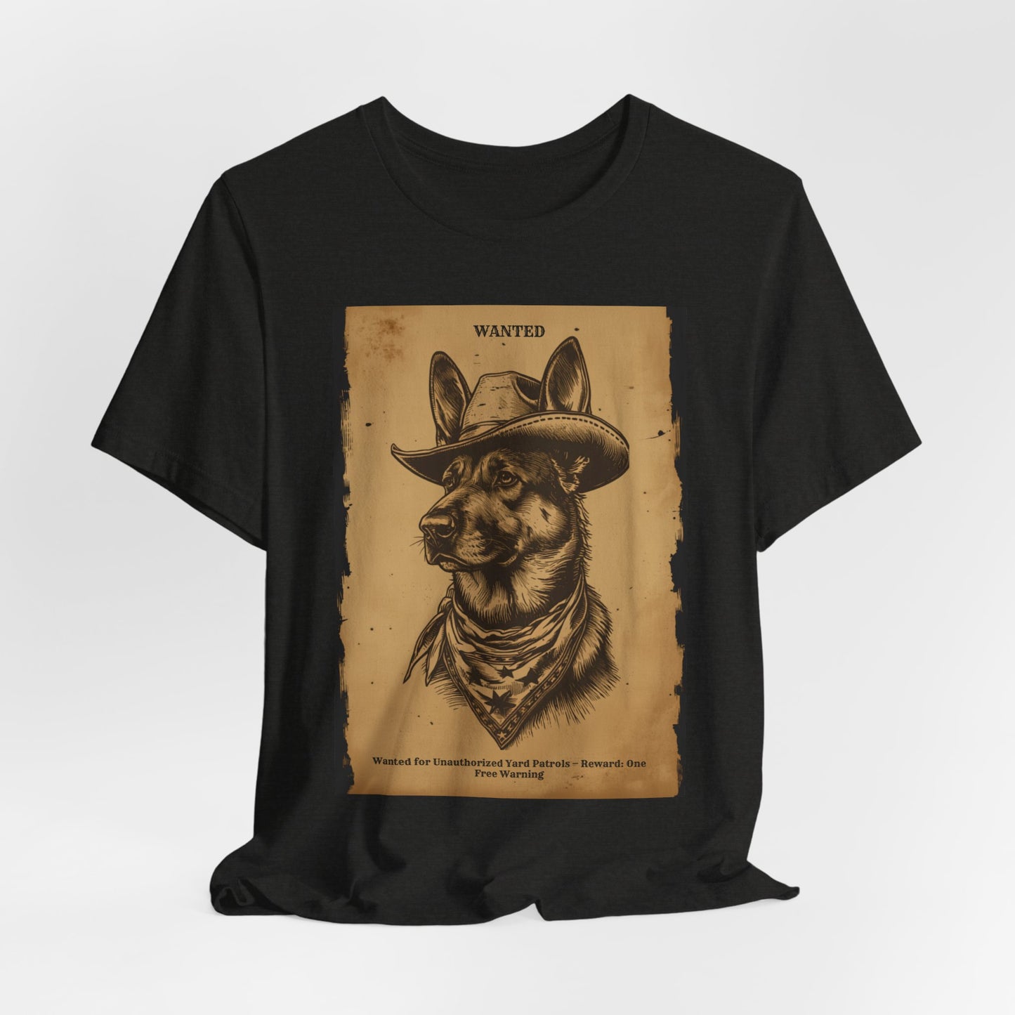 Lifestyle photo of the German Shepherd Wanted Outlaw tee