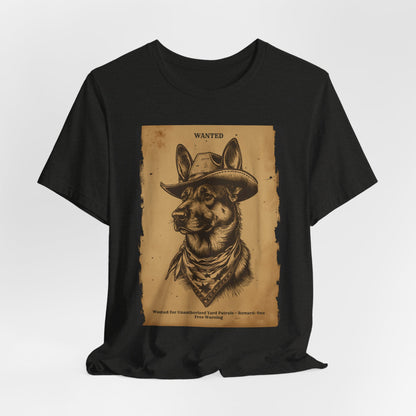 Lifestyle photo of the German Shepherd Wanted Outlaw tee