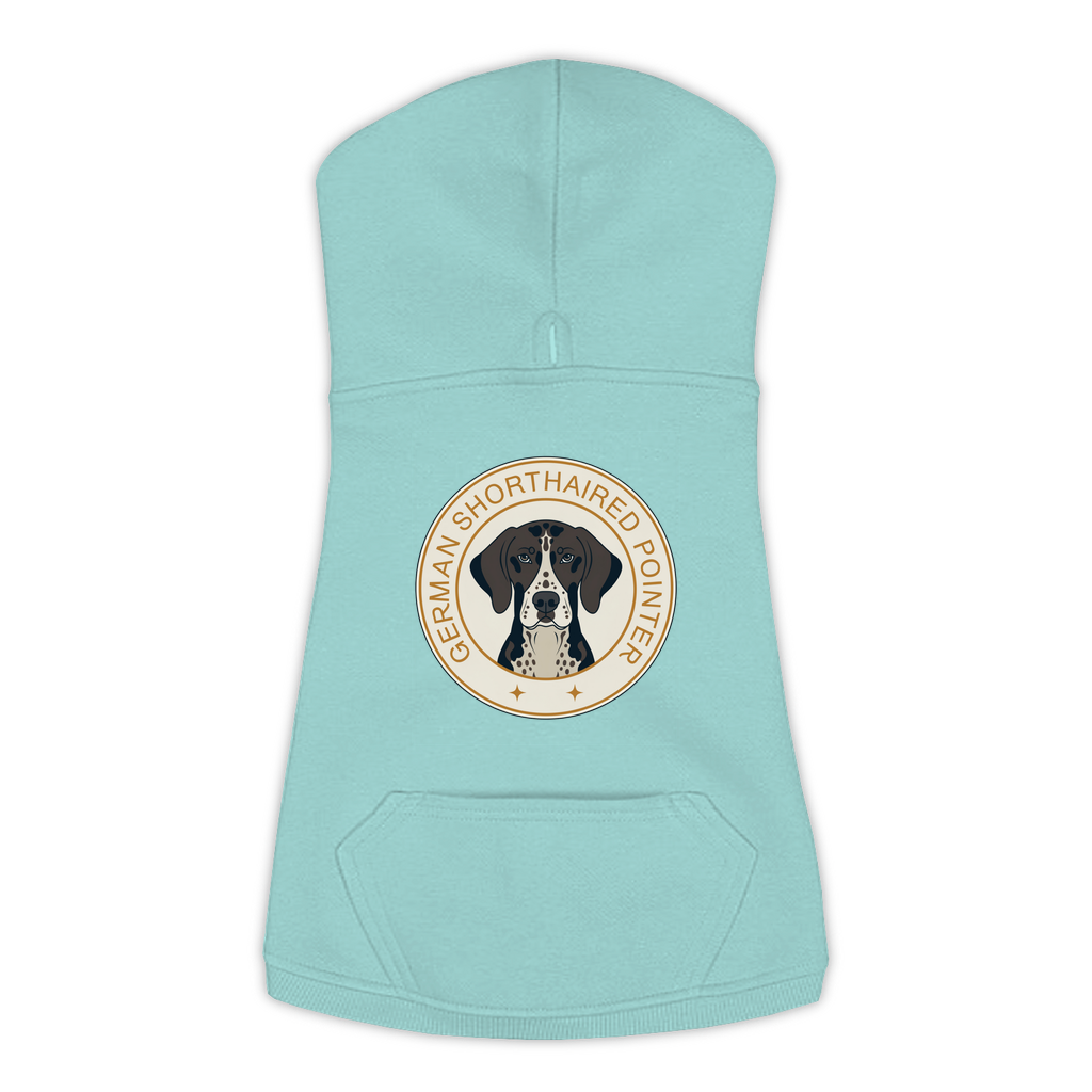 German Shorthaired Pointer dog hoodie in Saltwater — vintage roundel badge print on cosy fleece pullover