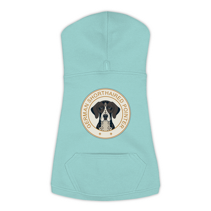 German Shorthaired Pointer dog hoodie in Saltwater — vintage roundel badge print on cosy fleece pullover