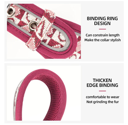 GlowGuard dog collar thick edge binding close-up — padded rim for comfort — SniffWaggleNWalk