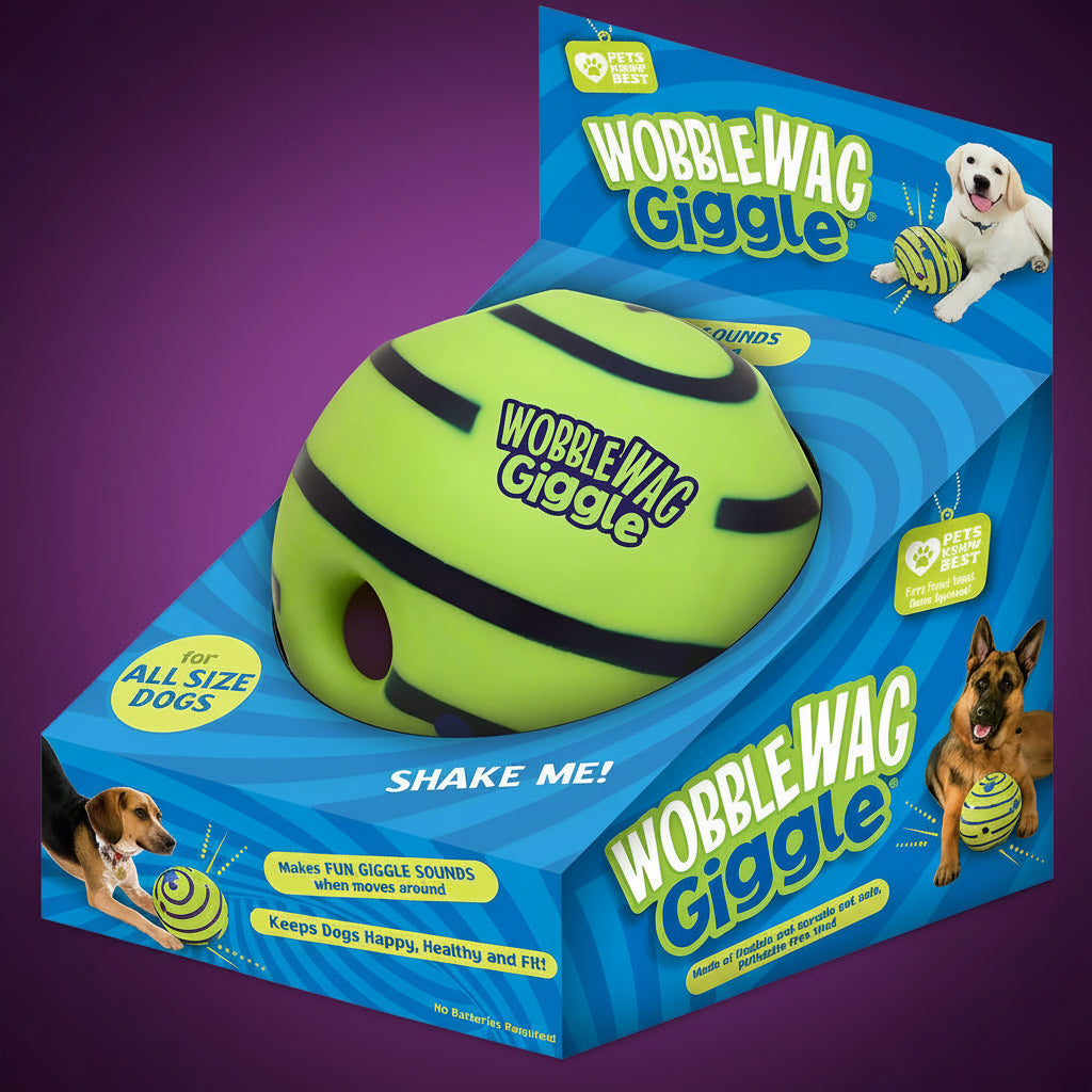 PoshPup GiggleBall White Glow version close-up phthalate-free vinyl dog toy