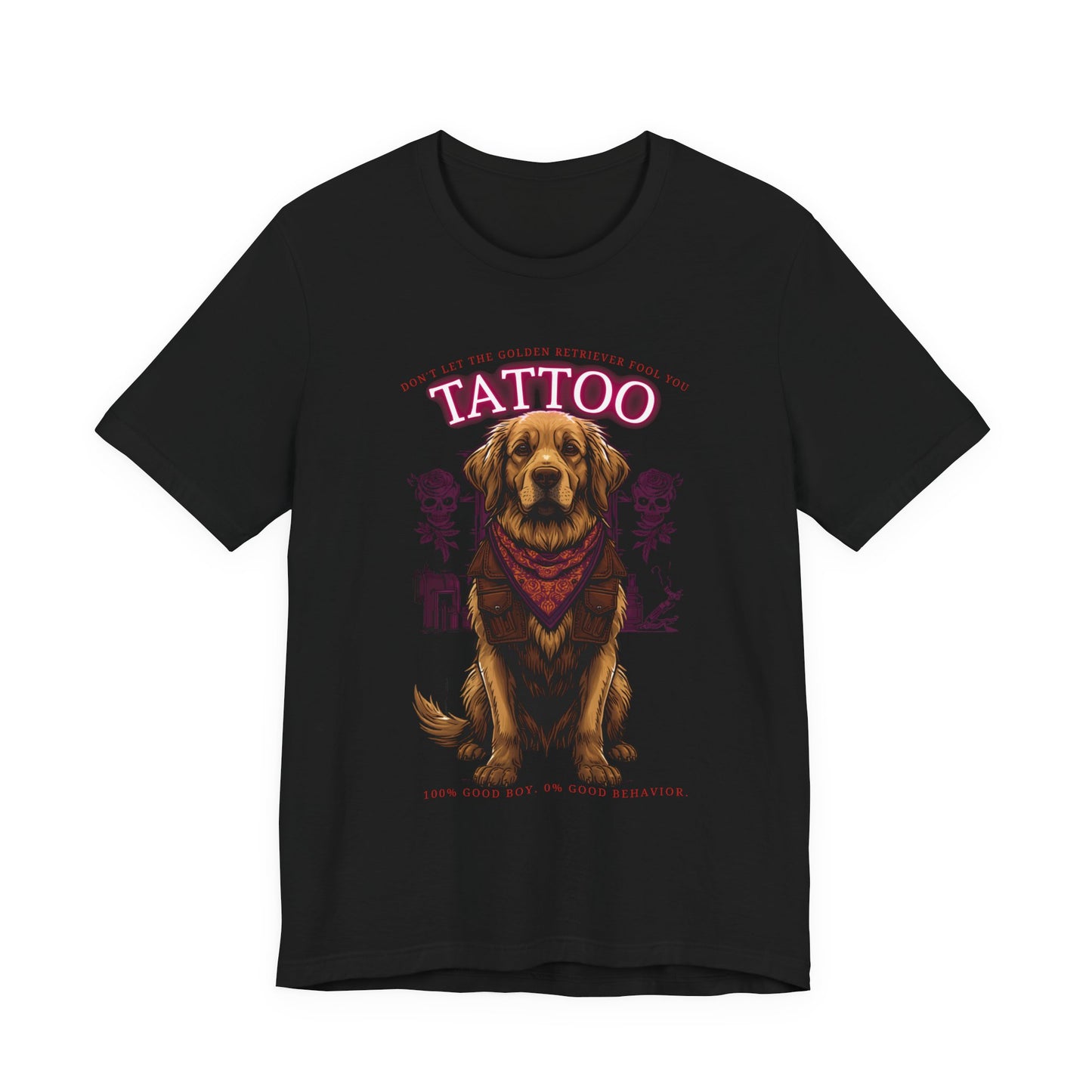 Golden Retriever Biker Ink Shop t-shirt - black - flat lay