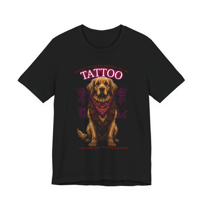 Golden Retriever Biker Ink Shop t-shirt - black - flat lay