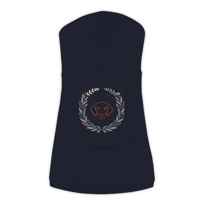 Golden Retriever dog hoodie in Navy — boho-inspired print on cosy fleece pullover, size 3XL