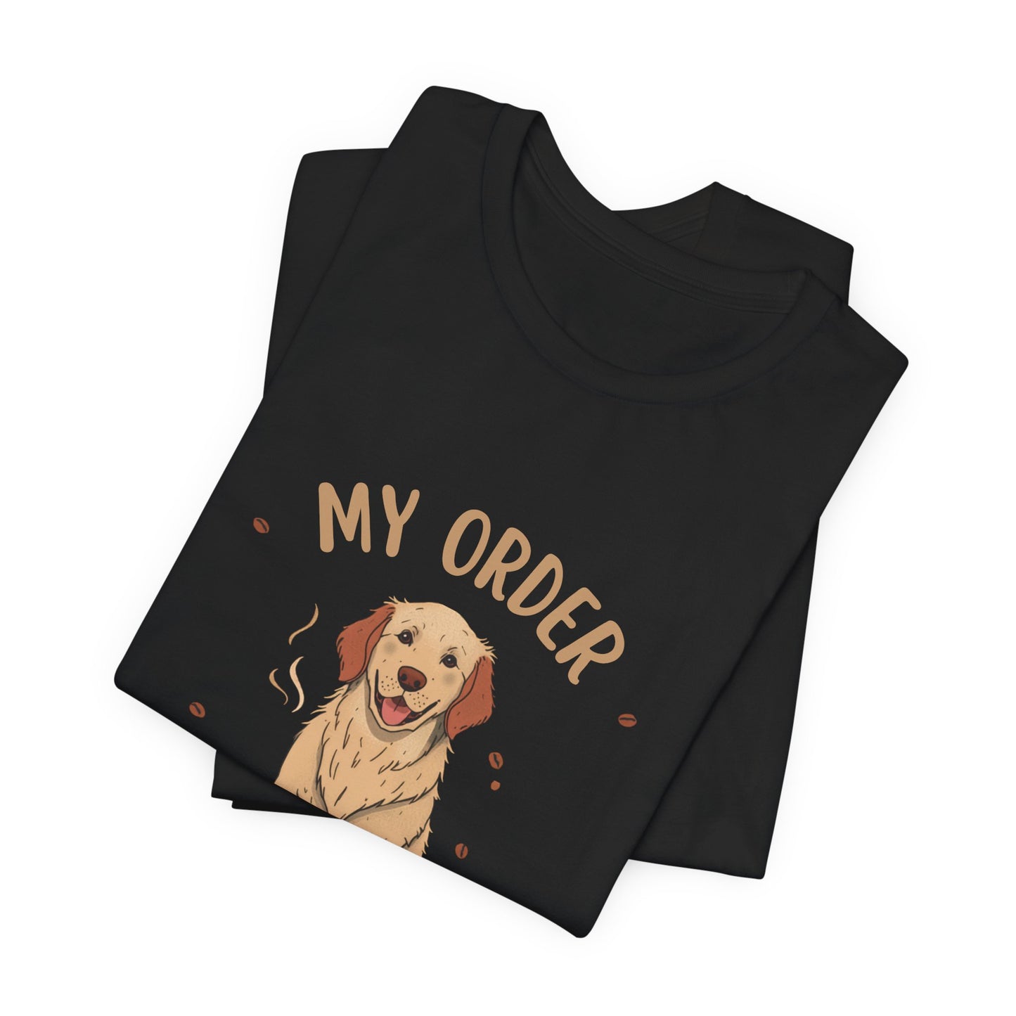 Golden Retriever Café Order T-Shirt – Dark Grey Heather – Back View