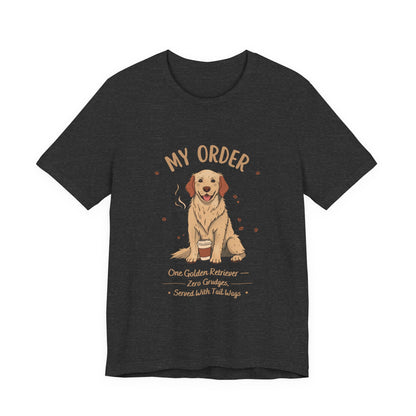 Golden Retriever Café Order T-Shirt – Close-up Detail 2