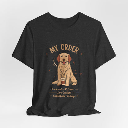 Golden Retriever Café Order T-Shirt – Close-up Detail 5