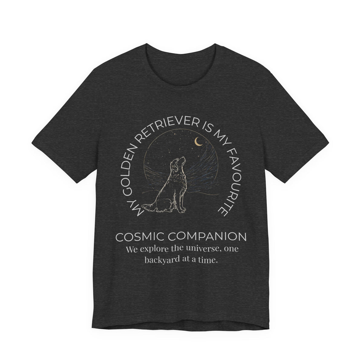 Golden Retriever Cosmic Companion T-Shirt full design view