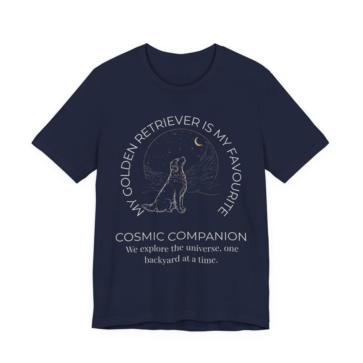 Golden Retriever Cosmic Companion T-Shirt lifestyle photo