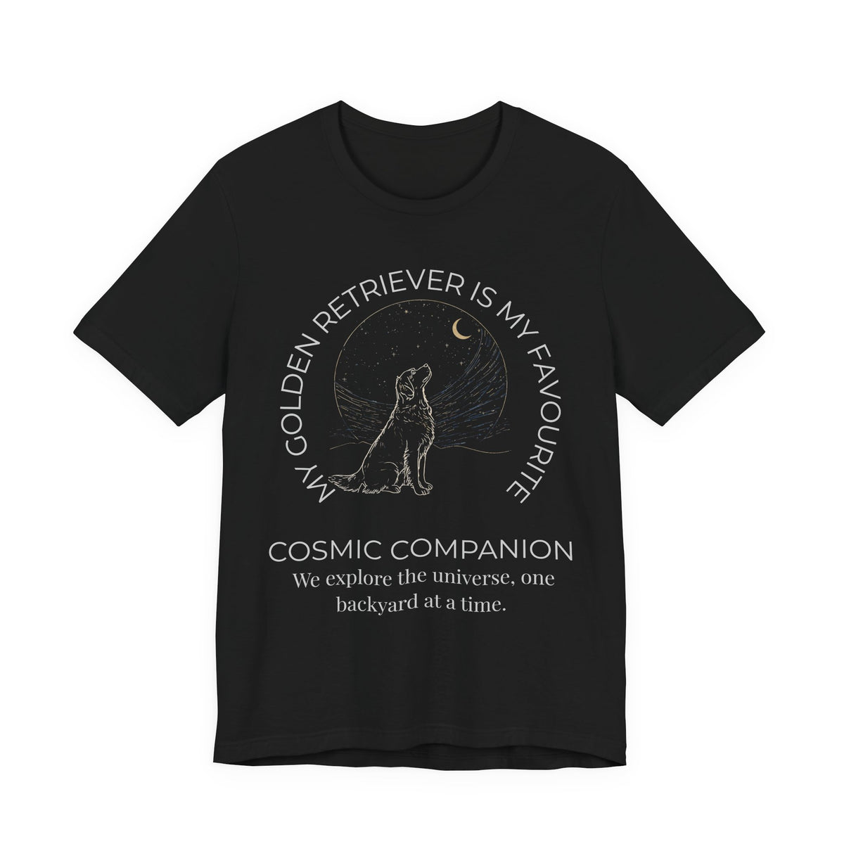 Golden Retriever Cosmic Companion T-Shirt navy colourway