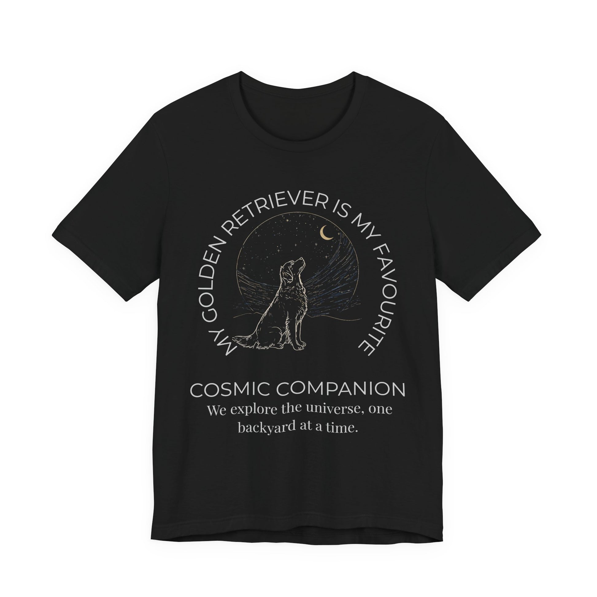 Golden Retriever Cosmic Companion T-Shirt navy colourway
