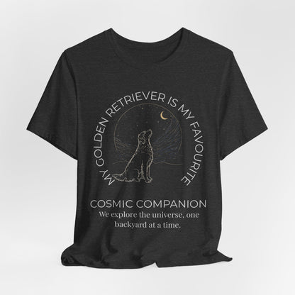 Golden Retriever Cosmic Companion T-Shirt stargazing dog tee