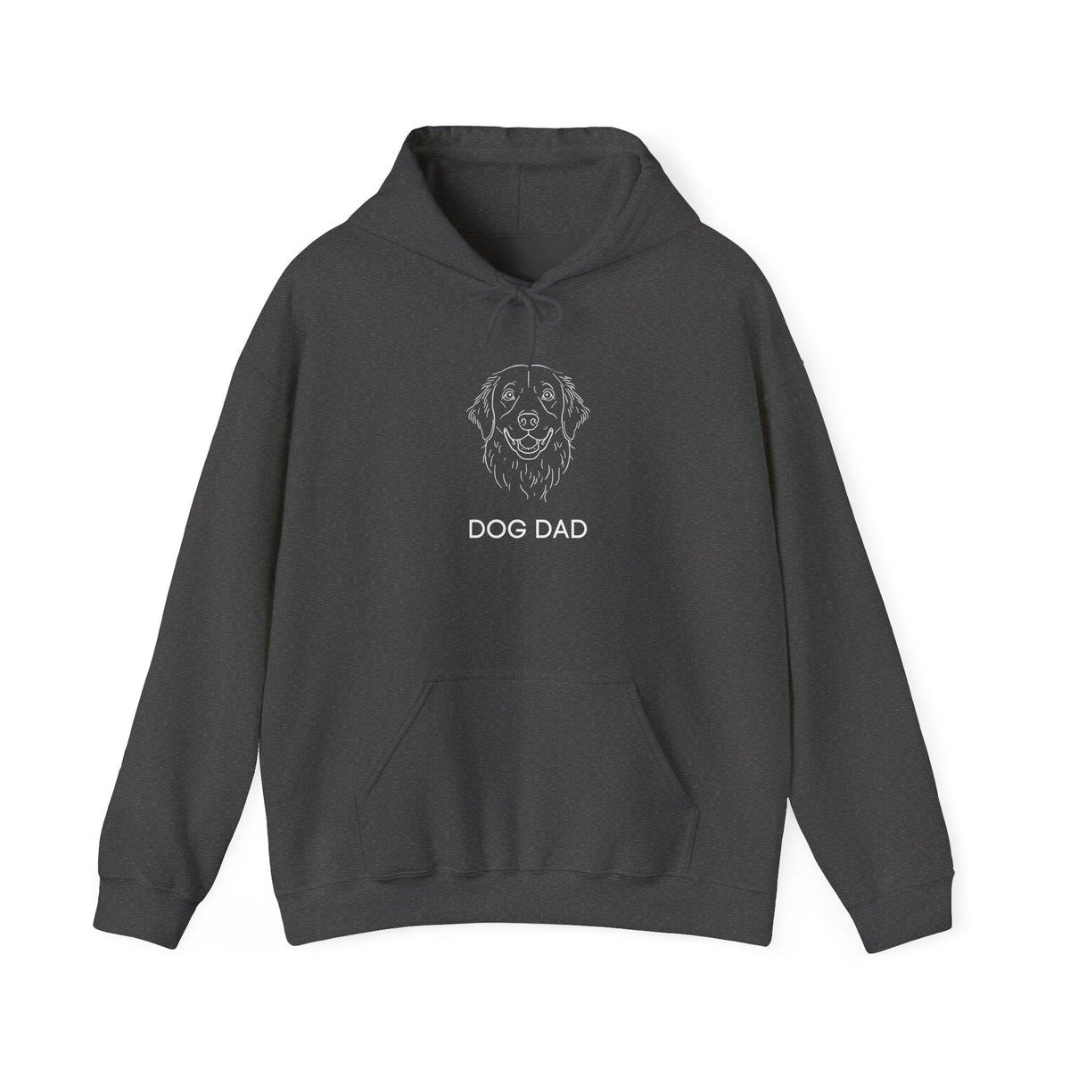 Golden Retriever Dog Dad hoodie folded, white print on dark