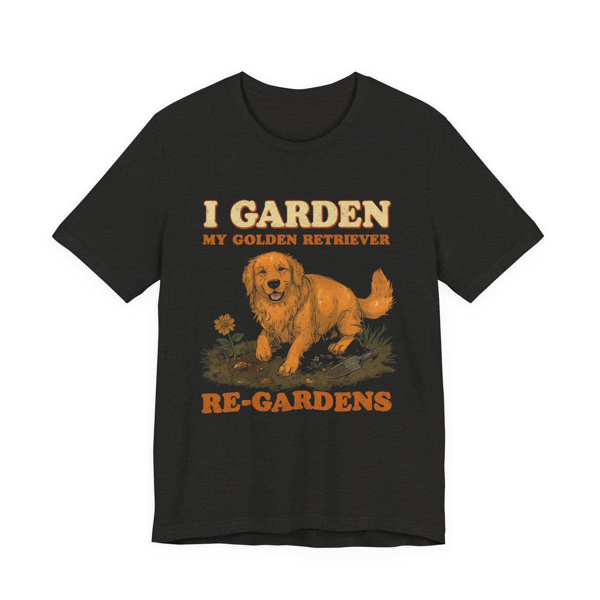 Golden Retriever gardening t-shirt detail