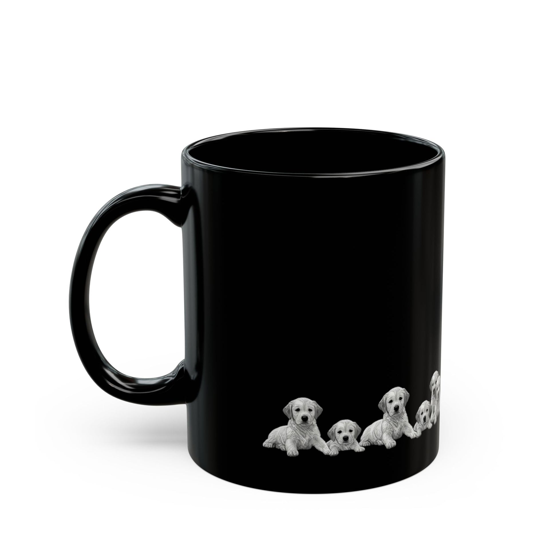 Golden Retriever ceramic mug with coffee on a desk