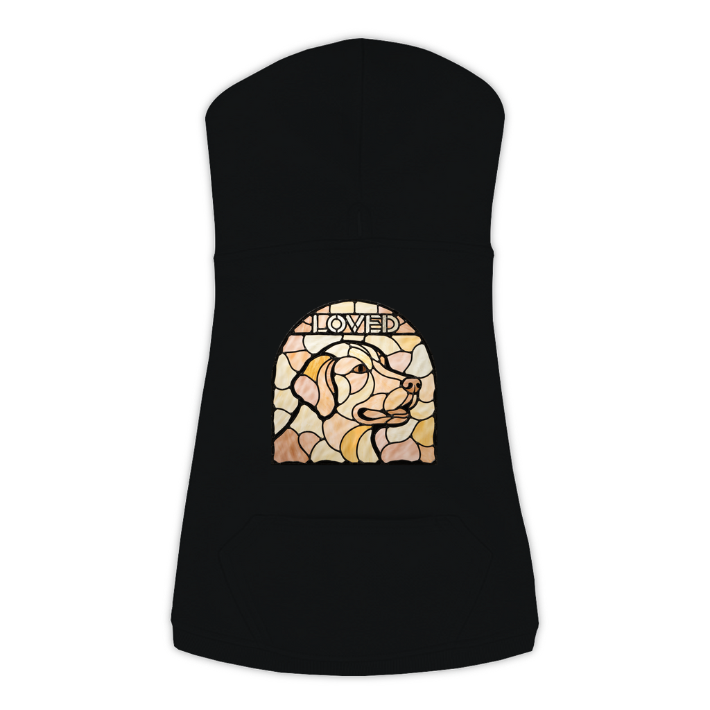 Golden Retriever Loved stained glass dog hoodie in Black, sizes L-3XL