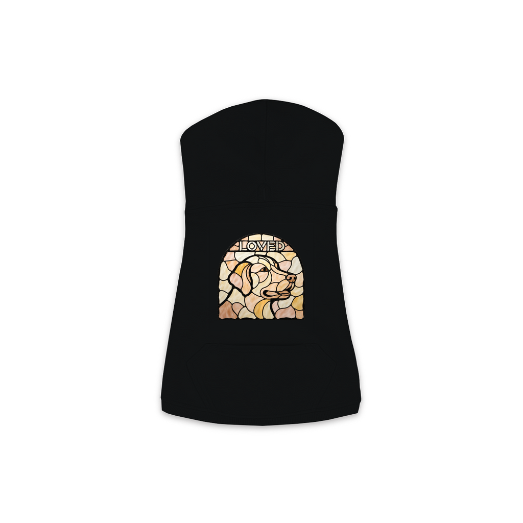 Golden Retriever Loved stained glass dog hoodie in Black, sizes XS-M