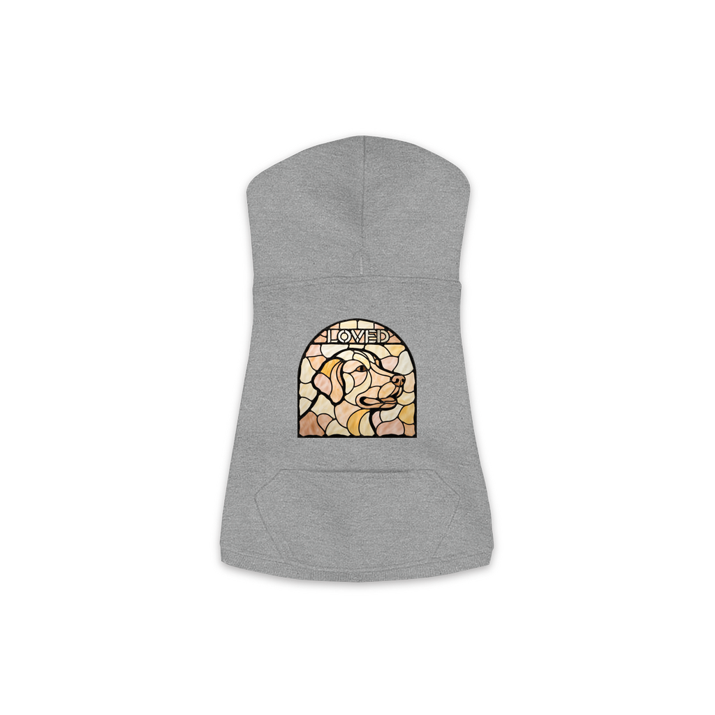 Golden Retriever Loved stained glass dog hoodie in Granite Heather, sizes XS-M