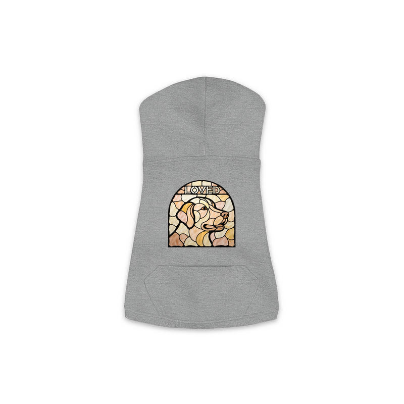Golden Retriever Loved stained glass dog hoodie in Granite Heather, sizes XS-M