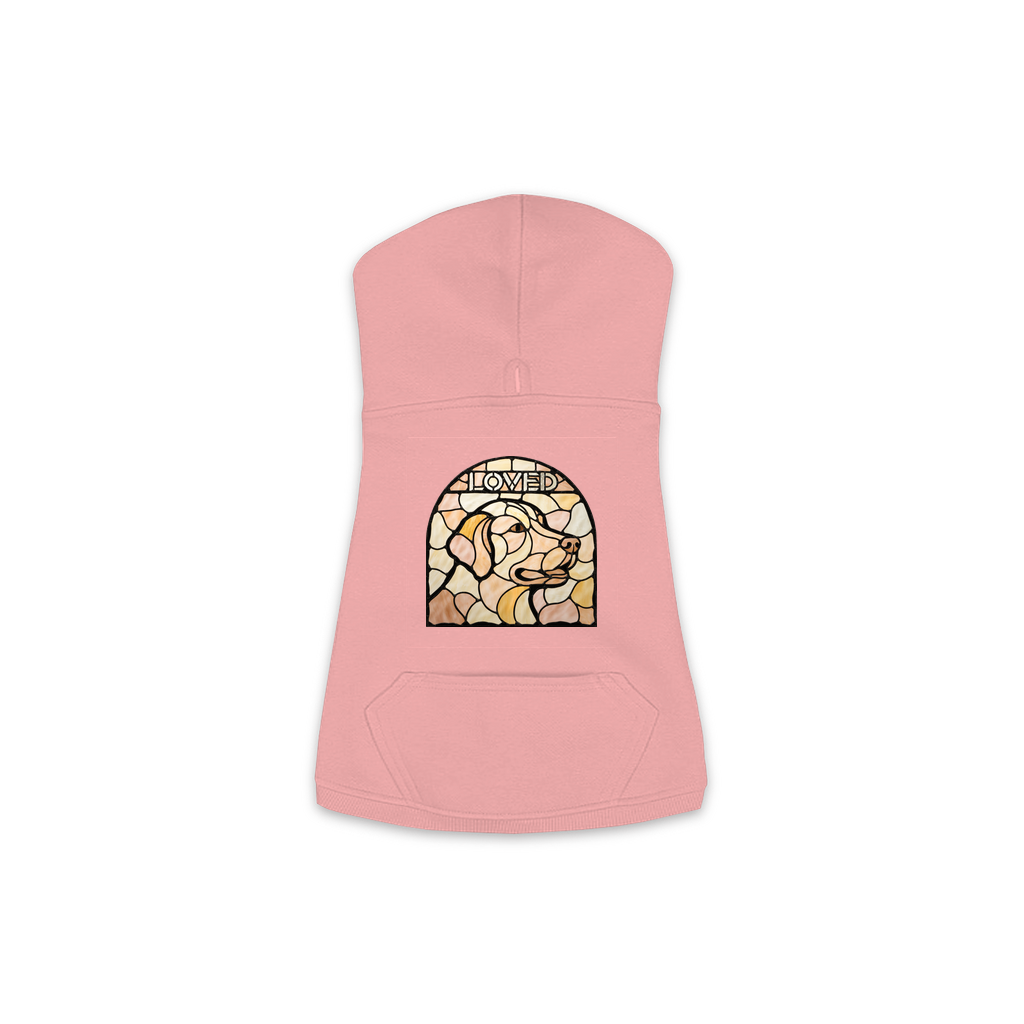 Golden Retriever Loved stained glass dog hoodie in Mauvelous, sizes XS-M