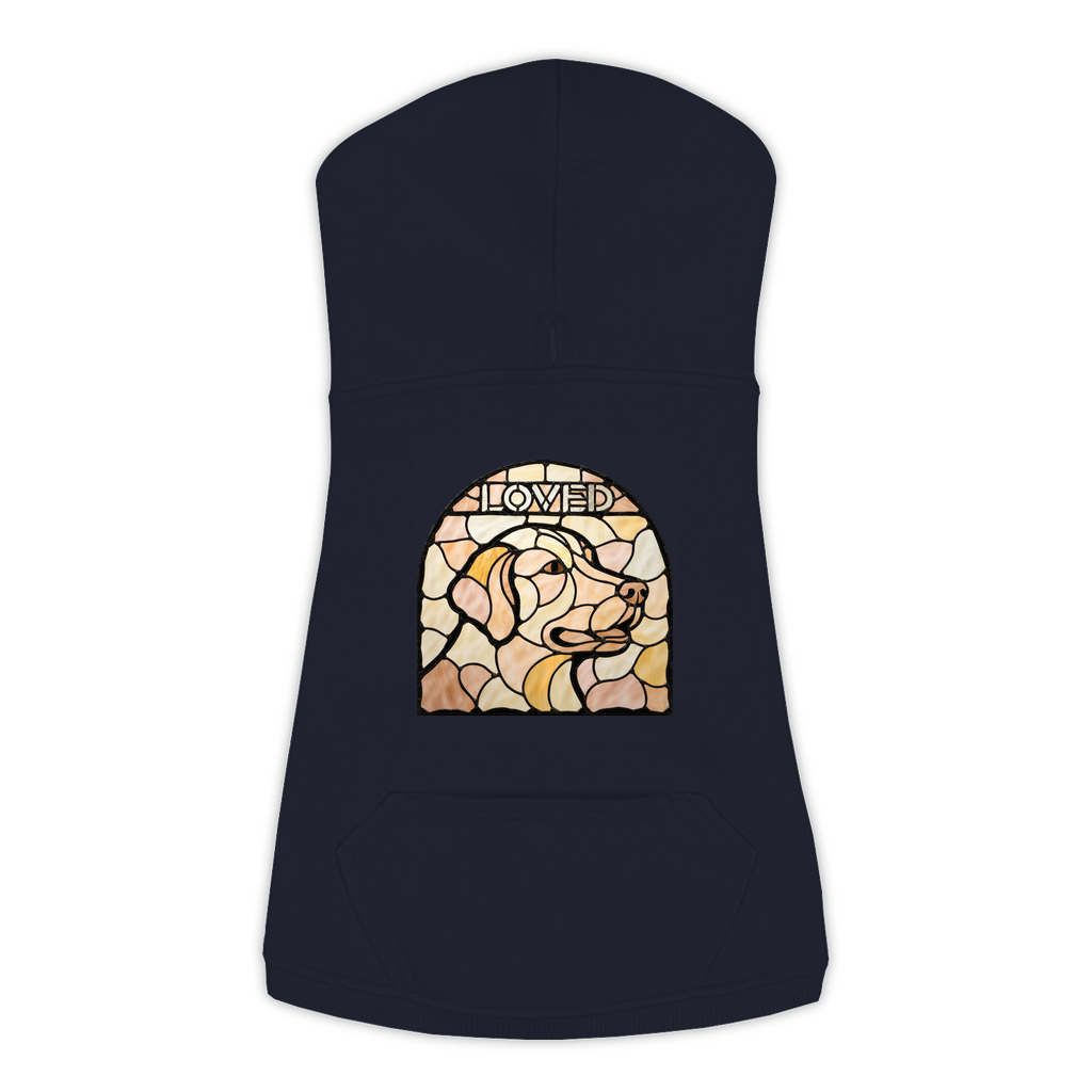 Golden Retriever Loved stained glass dog hoodie in Navy, sizes L-3XL