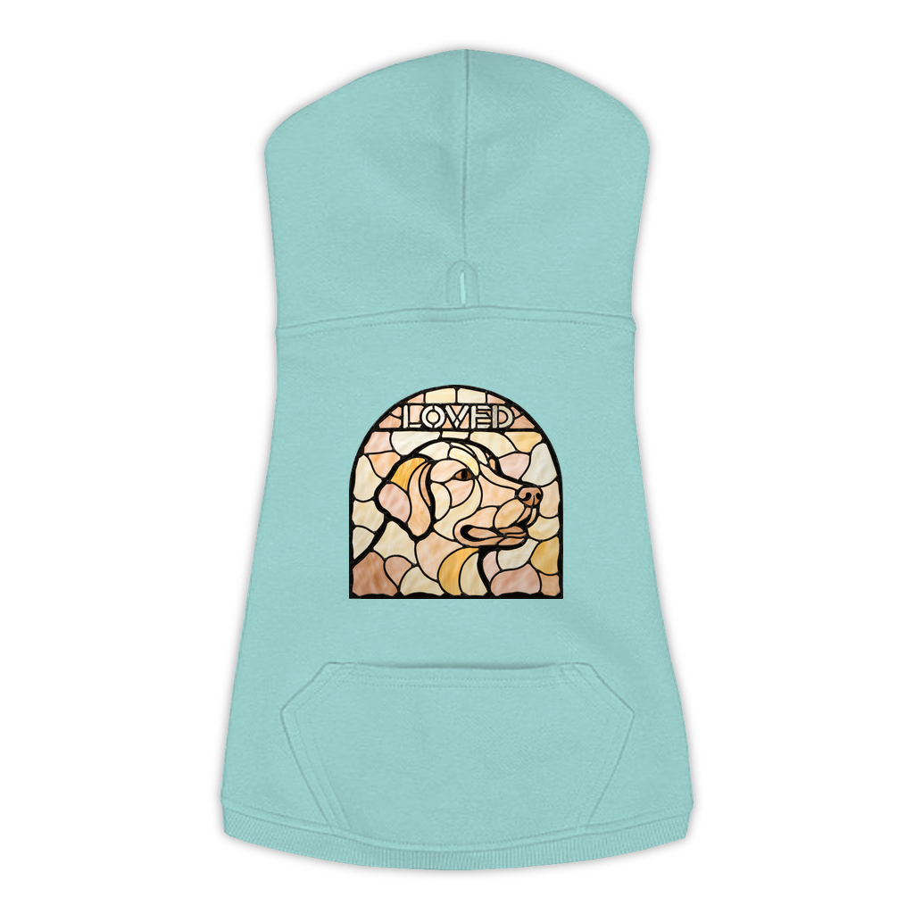 Golden Retriever Loved stained glass dog hoodie in Saltwater, sizes L-3XL