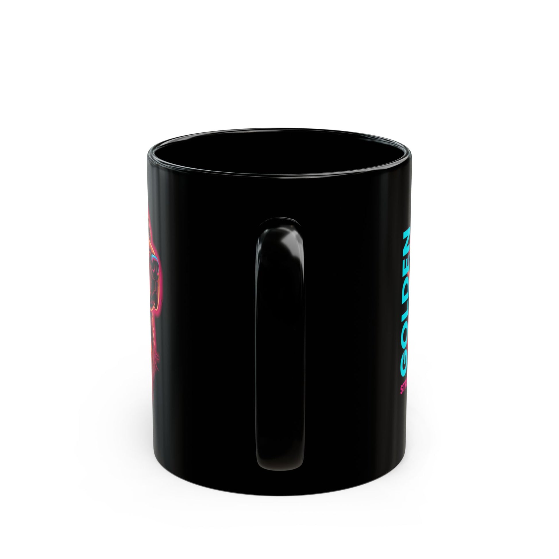 Golden Retriever neon mug side view with handle