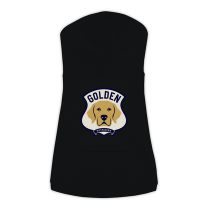 Golden Retriever Varsity Patch Hoodie in Black, back detail