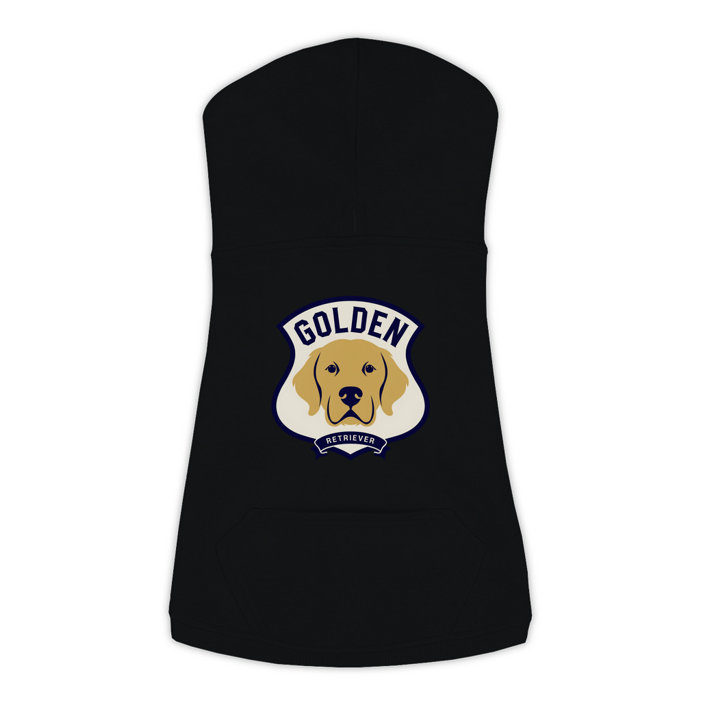 Golden Retriever Varsity Patch Hoodie in Black