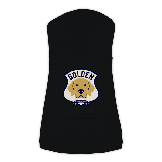 Golden Retriever Varsity Patch Hoodie in Black