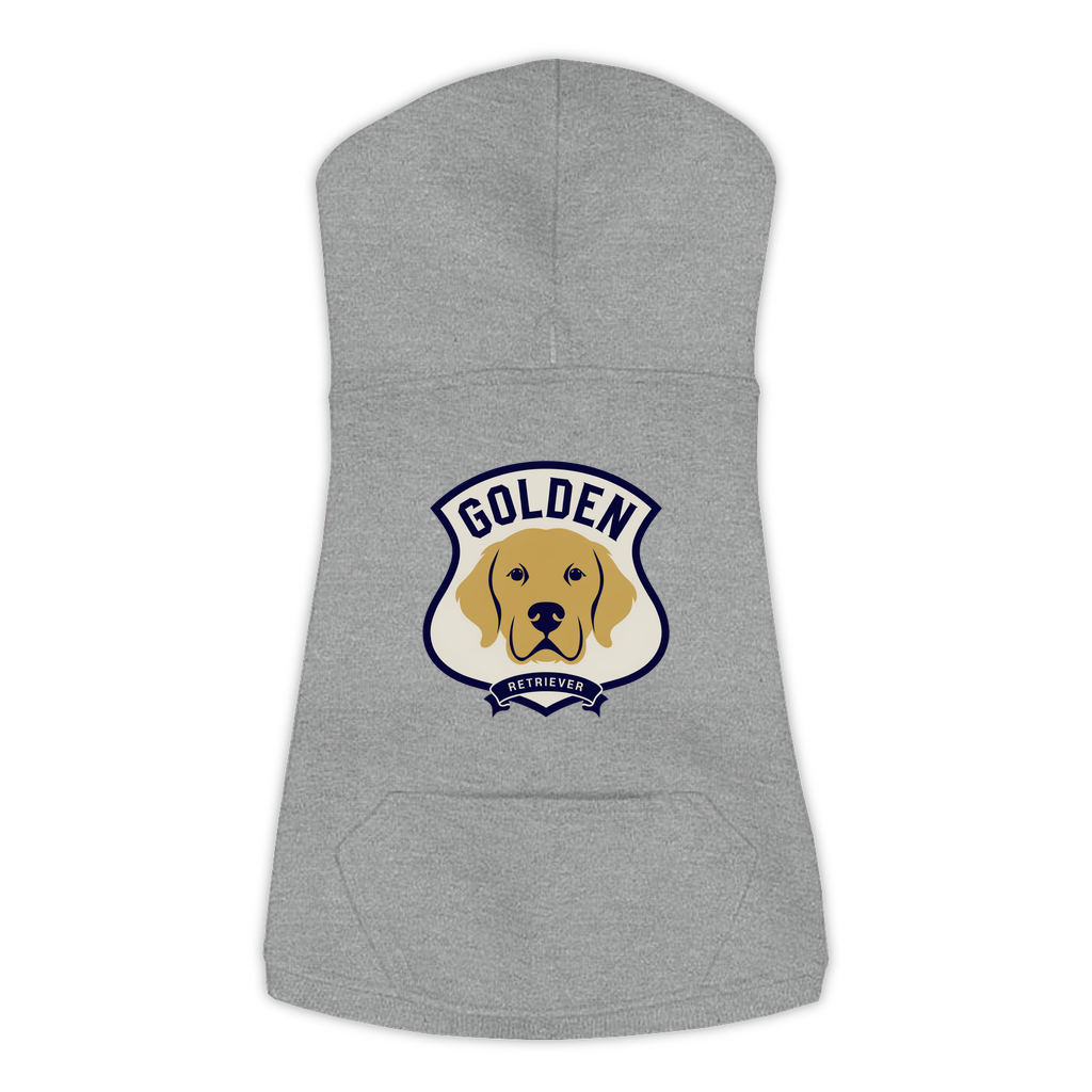 Golden Retriever Varsity Patch Hoodie in Granite Heather, back detail
