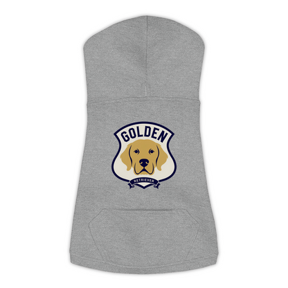 Golden Retriever Varsity Patch Hoodie in Granite Heather, back detail