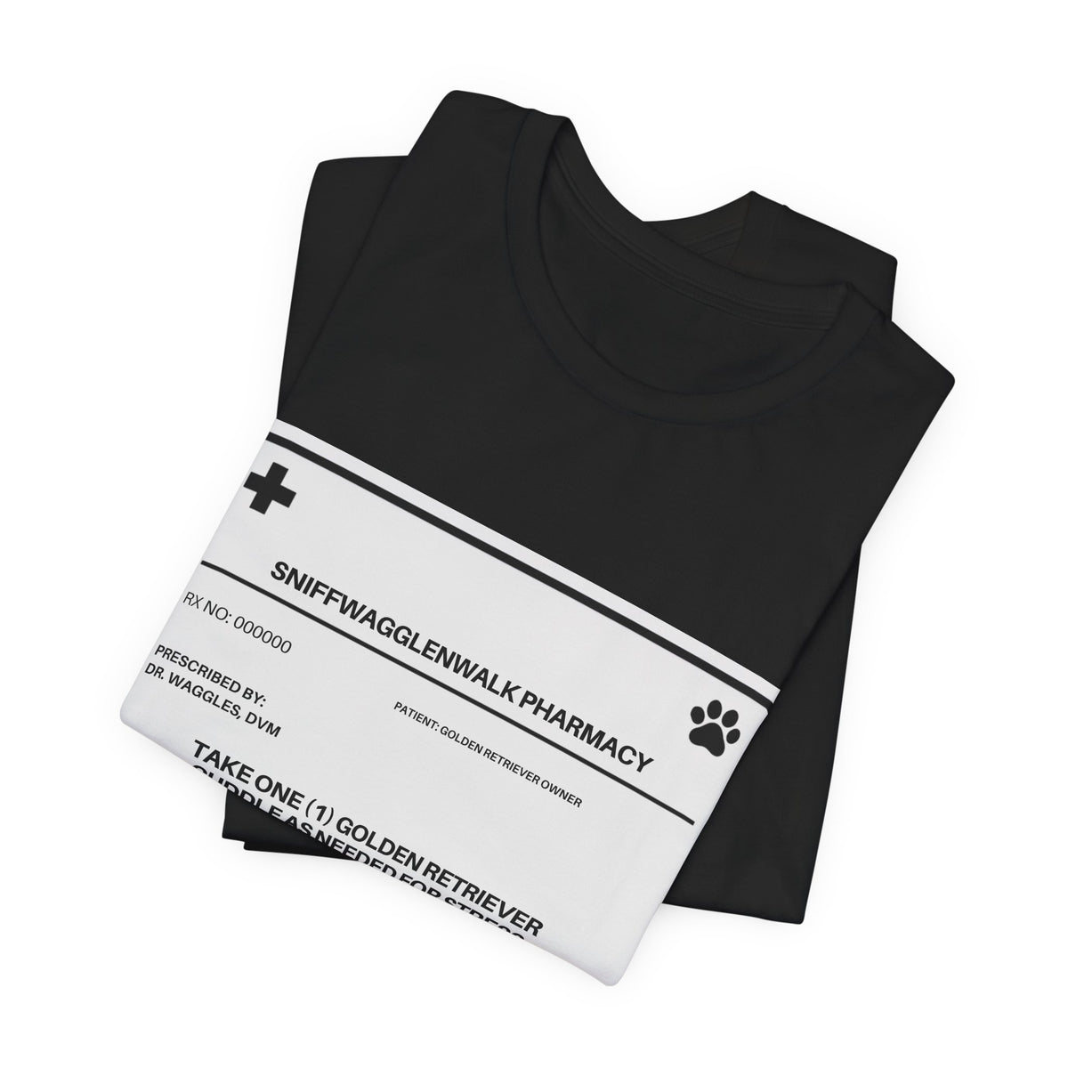 Golden Retriever Prescription Label t-shirt Dark Grey Heather colourway - SniffWaggleNWalk