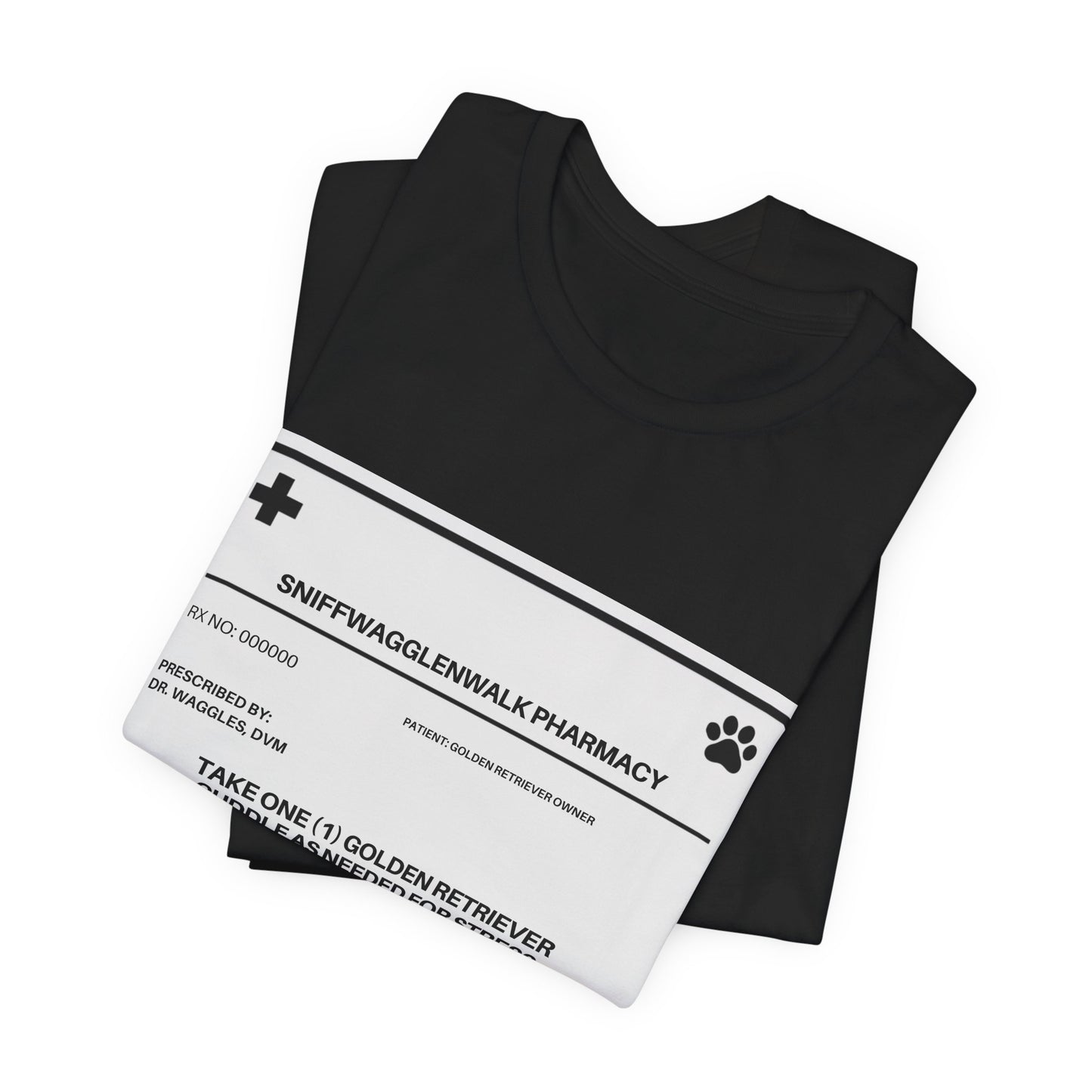 Golden Retriever Prescription Label t-shirt Dark Grey Heather colourway - SniffWaggleNWalk