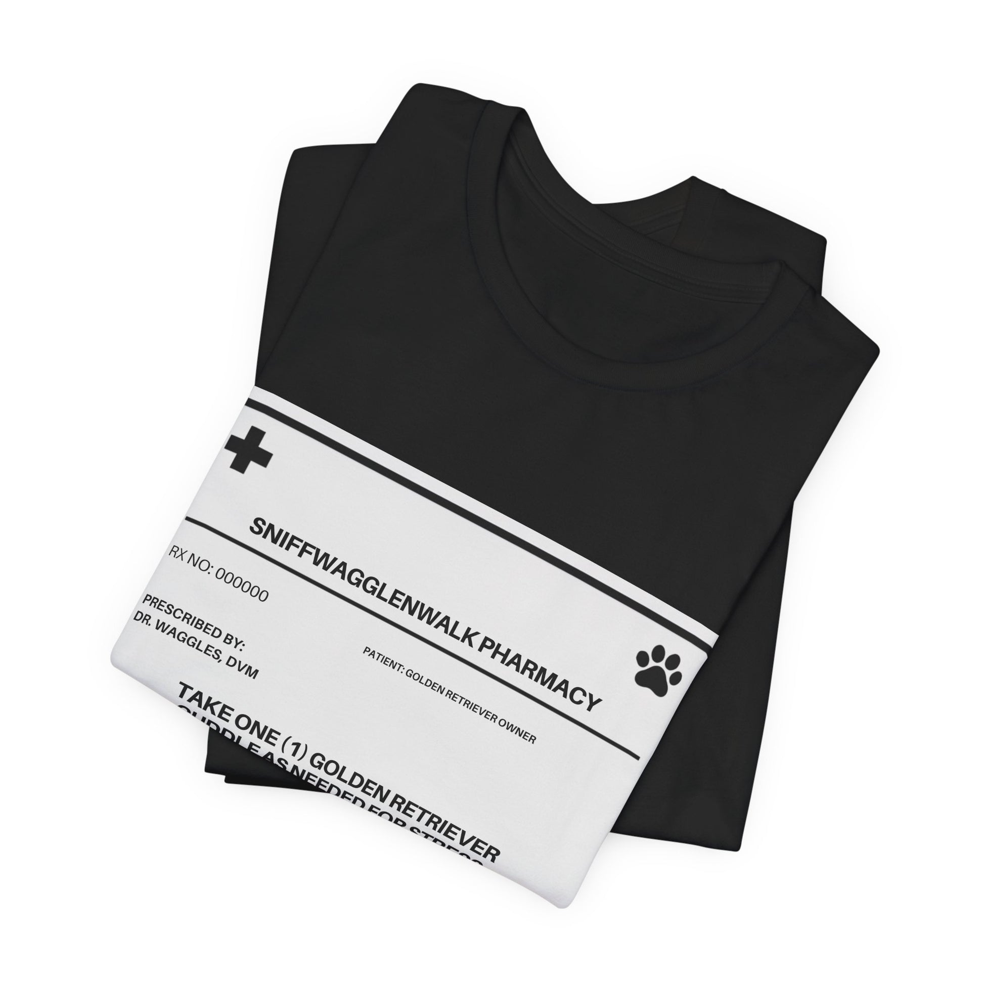 Golden Retriever Prescription Label t-shirt Dark Grey Heather colourway - SniffWaggleNWalk