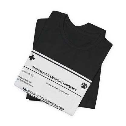Golden Retriever Prescription Label t-shirt Dark Grey Heather colourway - SniffWaggleNWalk