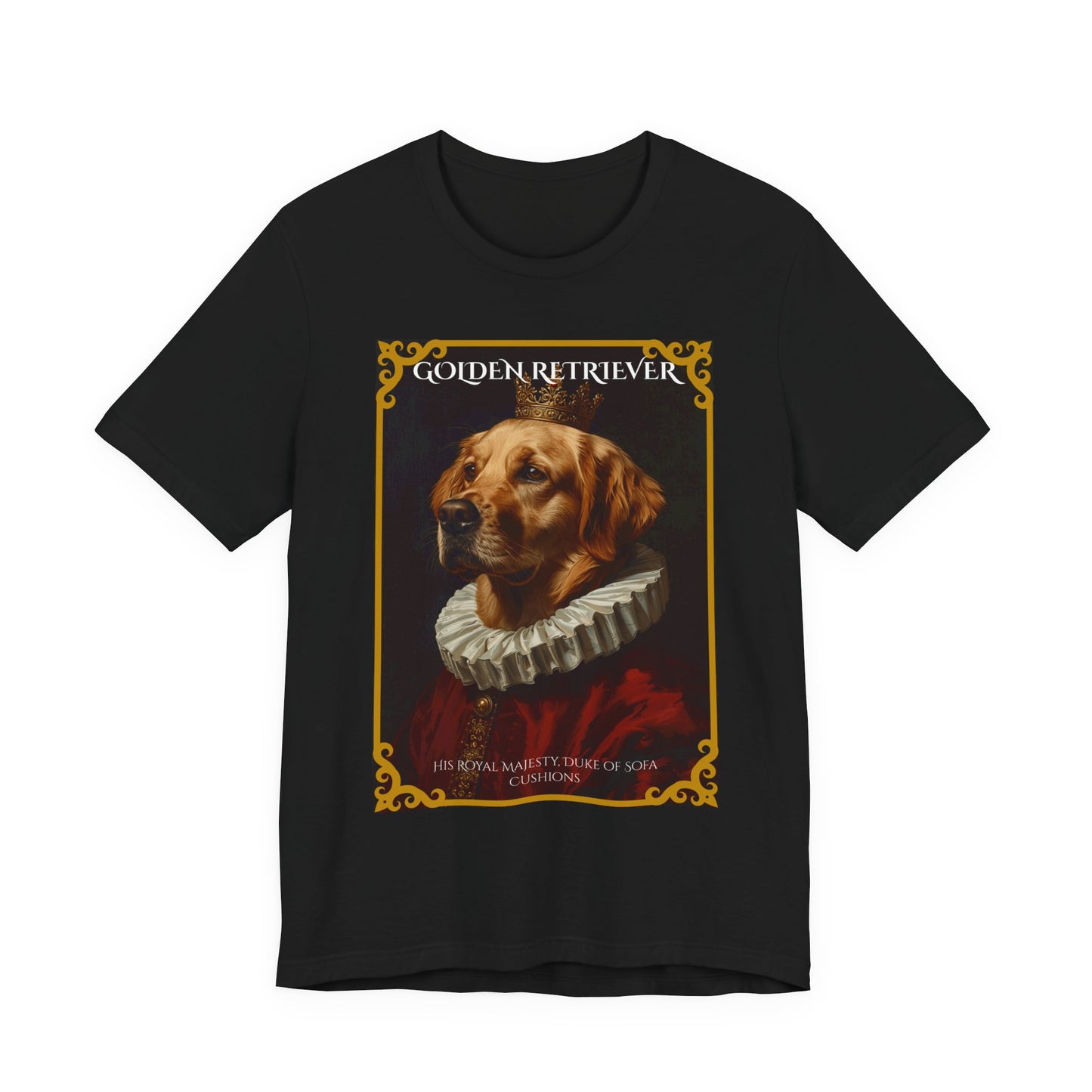 Flat lay of the Golden Retriever Renaissance portrait t-shirt