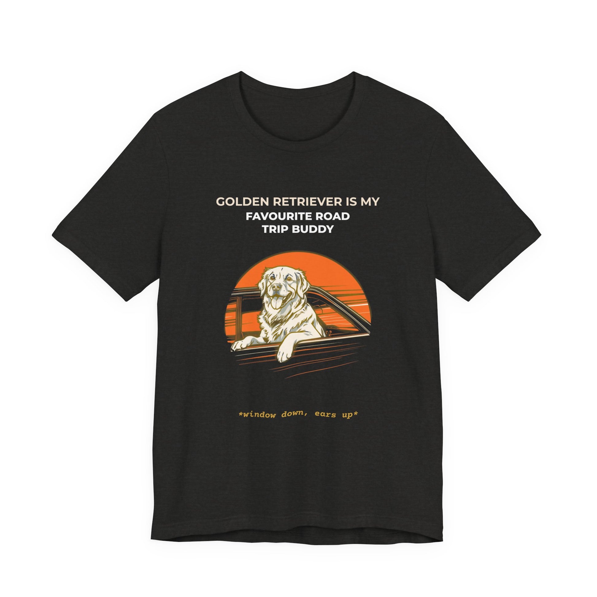 Golden Retriever Road Trip Buddy t-shirt — funny Golden travel tee on Bella+Canvas 3001, view 12
