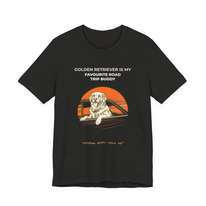 Golden Retriever Road Trip Buddy t-shirt — funny Golden travel tee on Bella+Canvas 3001, view 12
