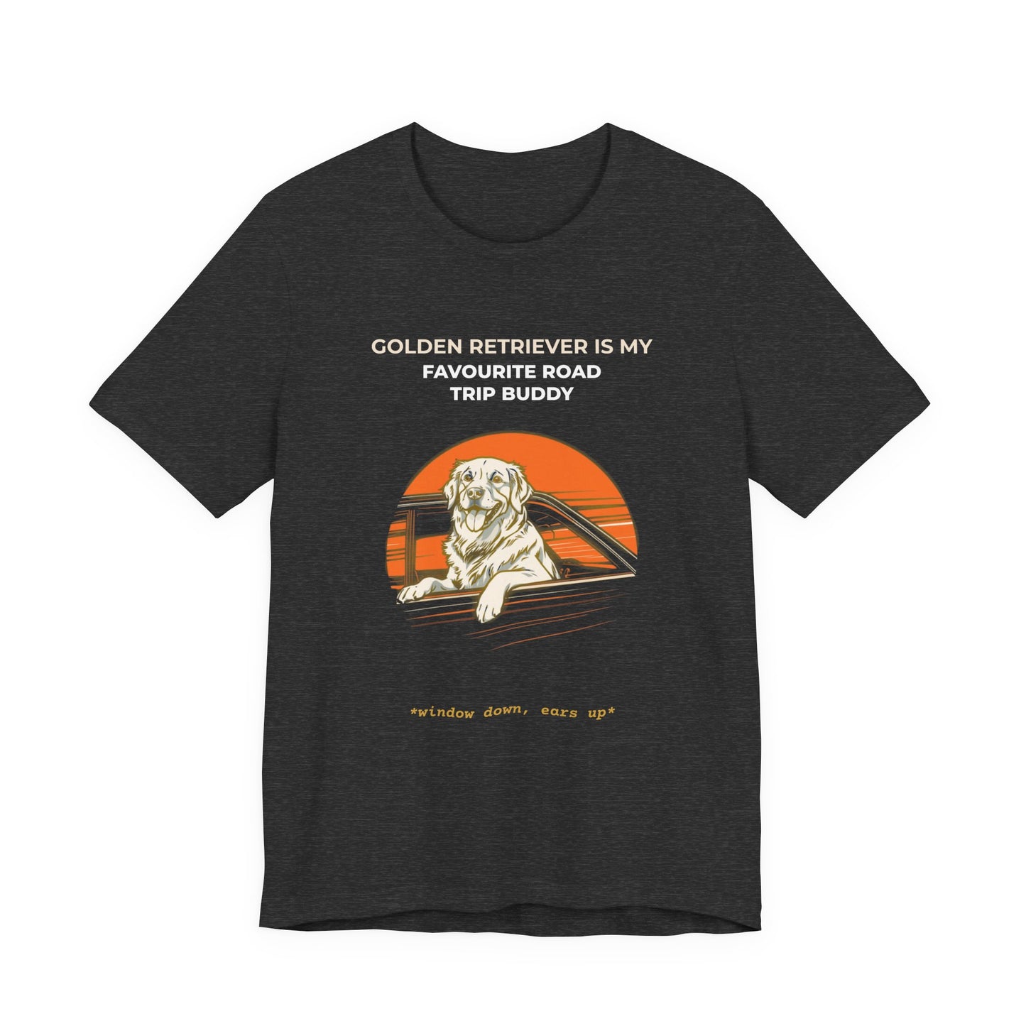 Golden Retriever Road Trip Buddy t-shirt — funny Golden travel tee on Bella+Canvas 3001, view 18