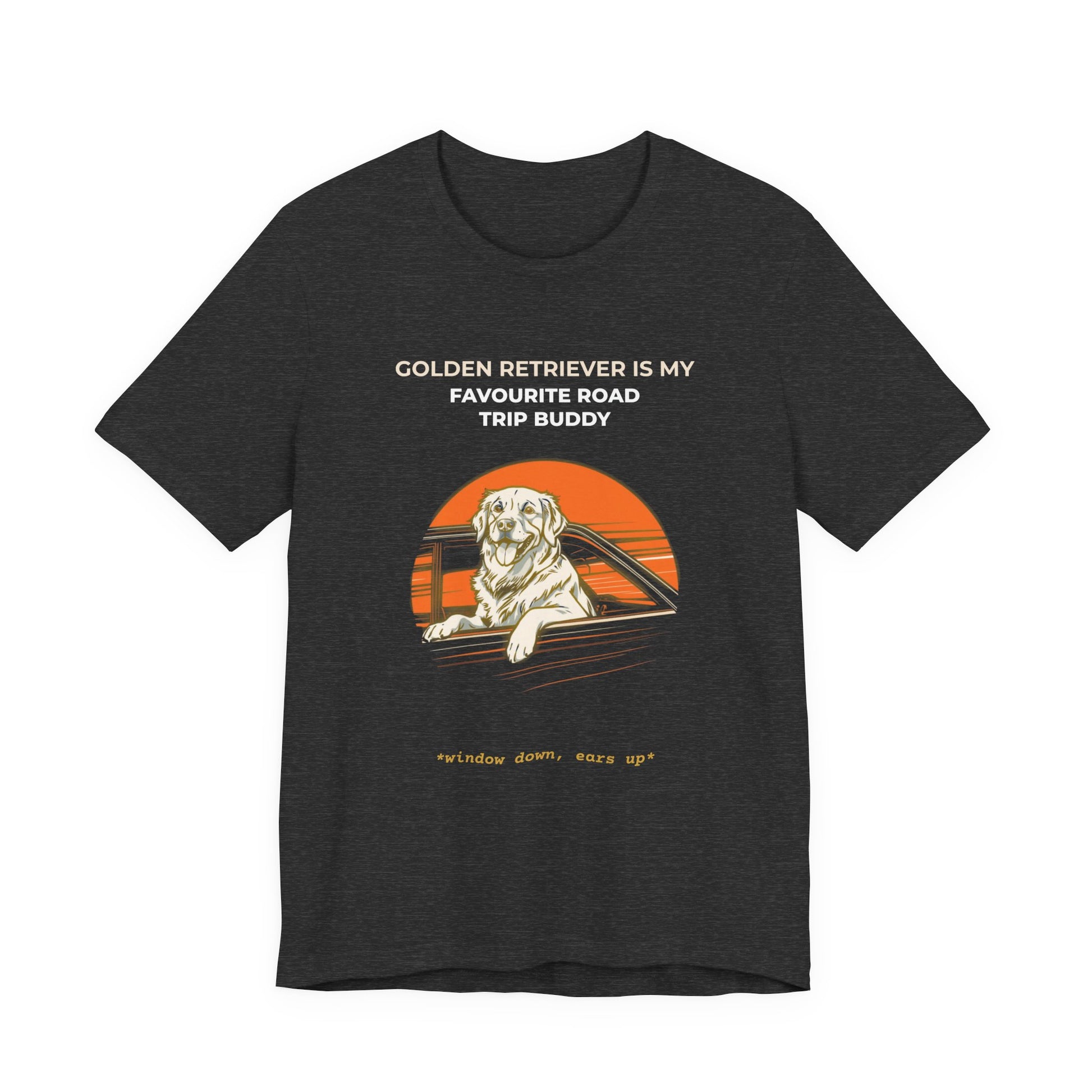 Golden Retriever Road Trip Buddy t-shirt — funny Golden travel tee on Bella+Canvas 3001, view 18