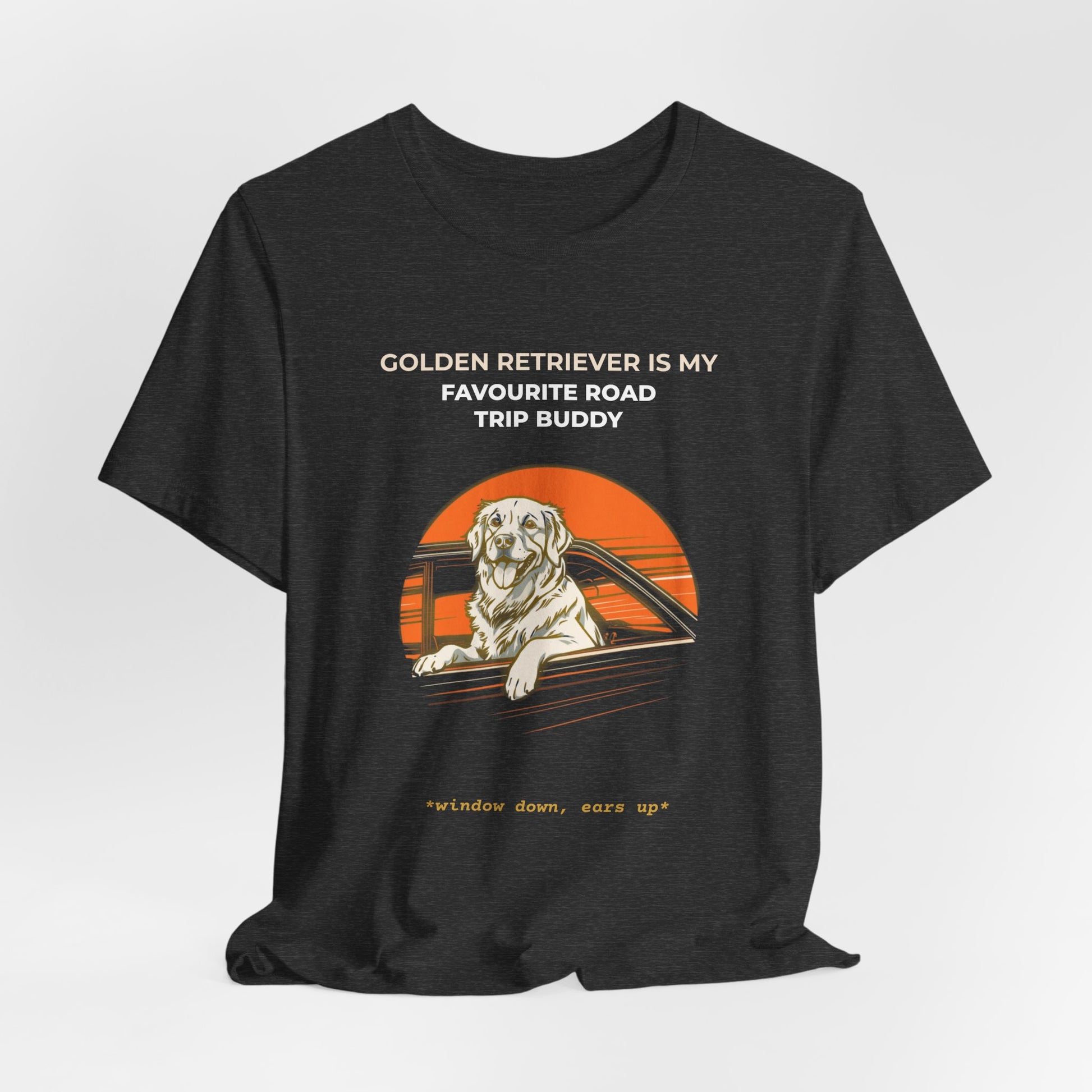 Golden Retriever Road Trip Buddy t-shirt — funny Golden travel tee on Bella+Canvas 3001, view 21