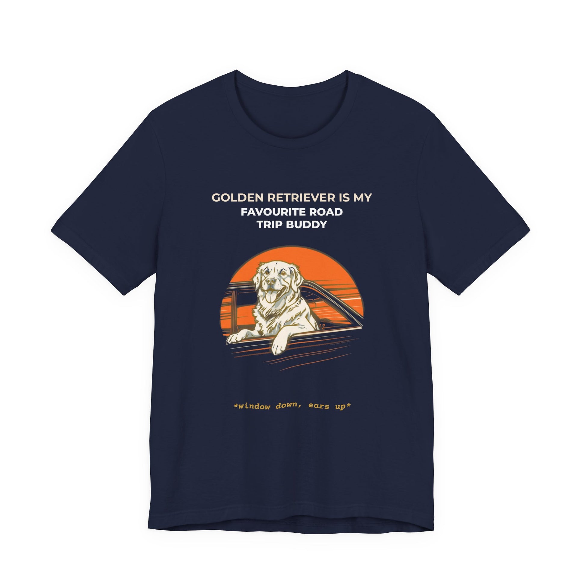 Golden Retriever Road Trip Buddy t-shirt — funny Golden travel tee on Bella+Canvas 3001, view 24