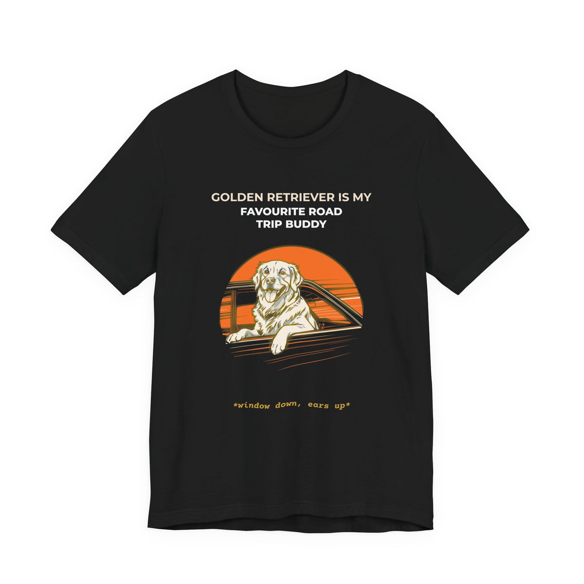 Golden Retriever Road Trip Buddy t-shirt — funny Golden travel tee on Bella+Canvas 3001, view 6