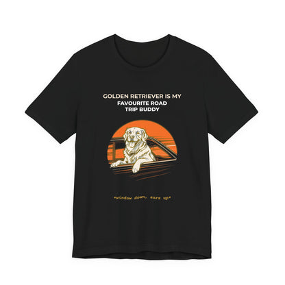Golden Retriever Road Trip Buddy t-shirt — funny Golden travel tee on Bella+Canvas 3001, view 6