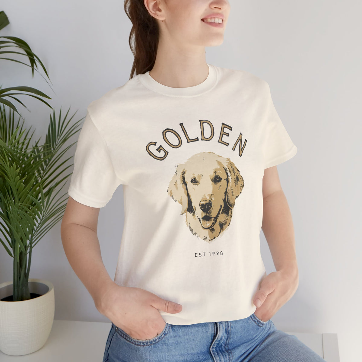 Golden Retriever vintage t-shirt in natural, front view
