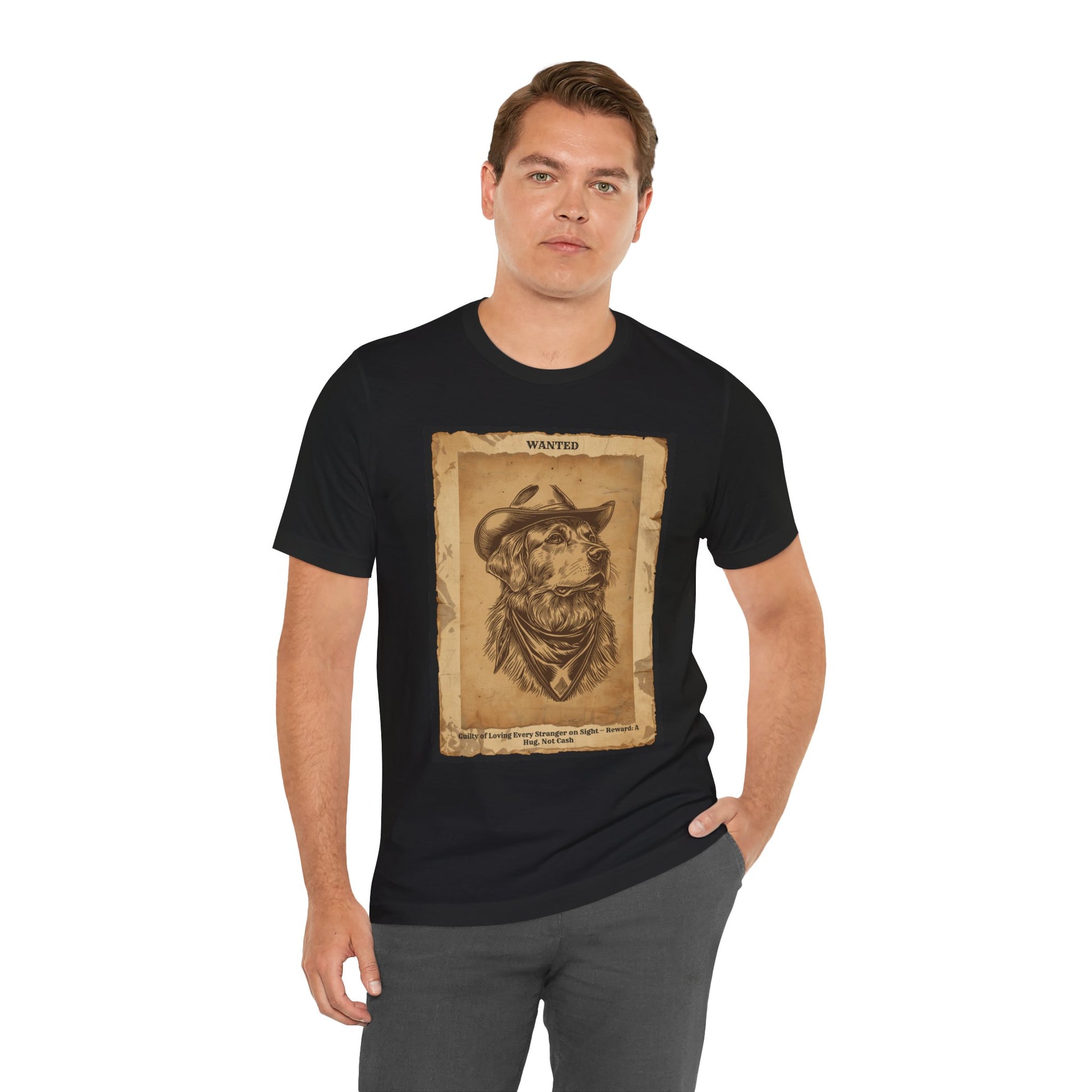 Golden Retriever Wanted Outlaw t-shirt back view black