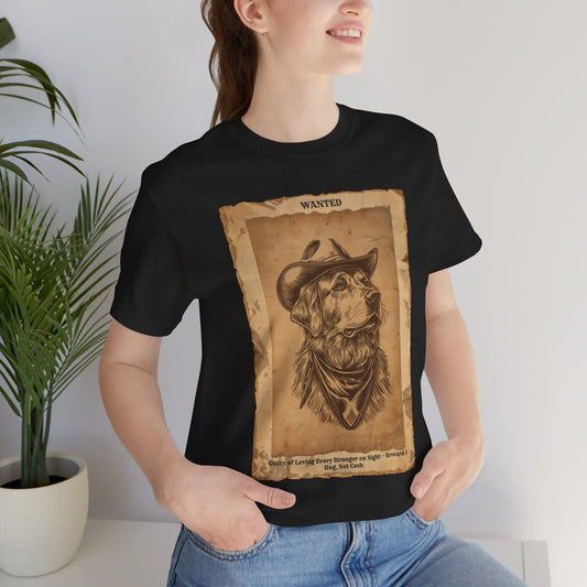 Golden Retriever Wanted Outlaw t-shirt close-up black