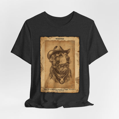 Golden Retriever Wanted Outlaw t-shirt fabric detail 5